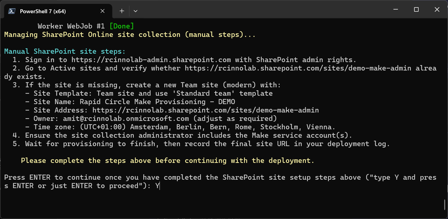 Figure 5: Create the SharePoint site collection