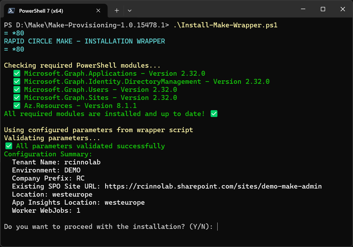 Figure 2: Confirm parameters